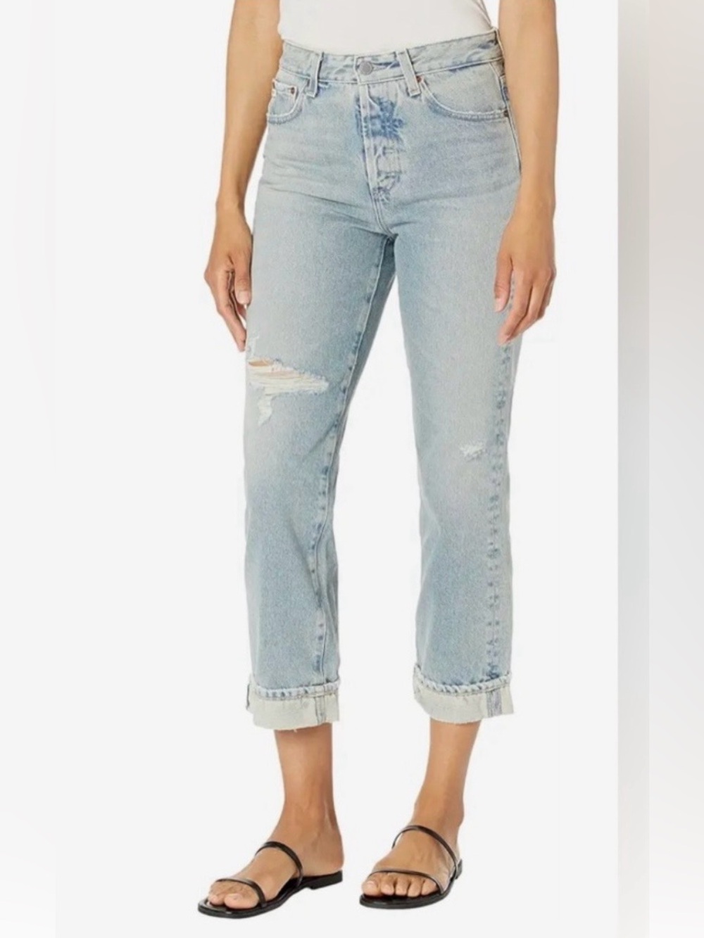 AG-ED Alexxis Crop High Rise Vintage Fit Jeans Distressed Cuffed Women’s Size 27